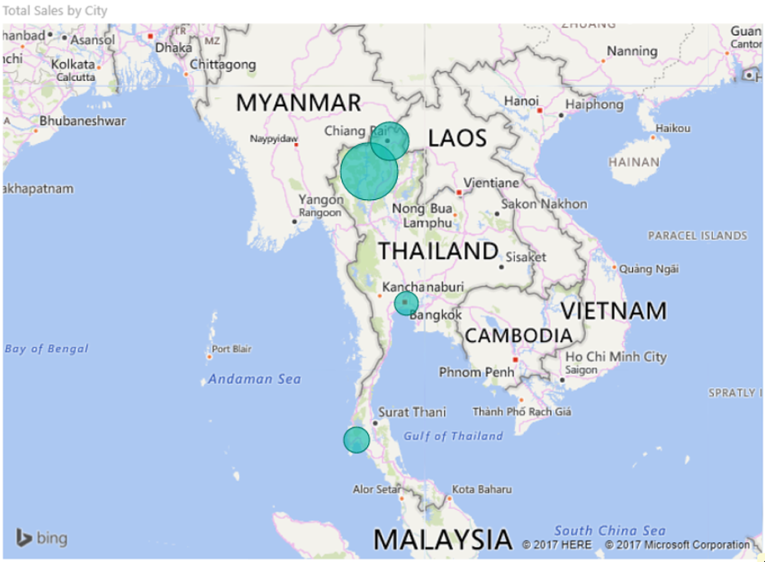 การแสดงยอดขายด้วยการนำเสนอด้วย Map ใน Power BI